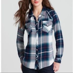 Rails Rayon Plaid Button Up Blouse, Small (EUC)